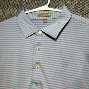 Peter Millar Summer Comfort Mens XL Purple Green Striped Performance Golf Polo